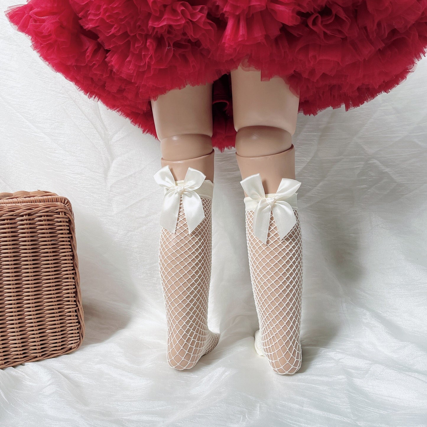 Fishnet Knee High Long Socks Net Vintage Black White Short