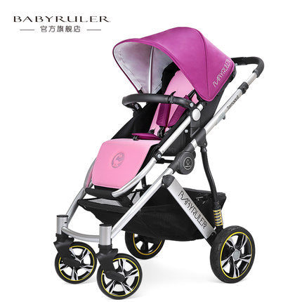 Running Mode Baby Bassinet Cart Silver Frame Baby Stroller High Landscape Pram Baby Carriage of Portable Folding Buggy