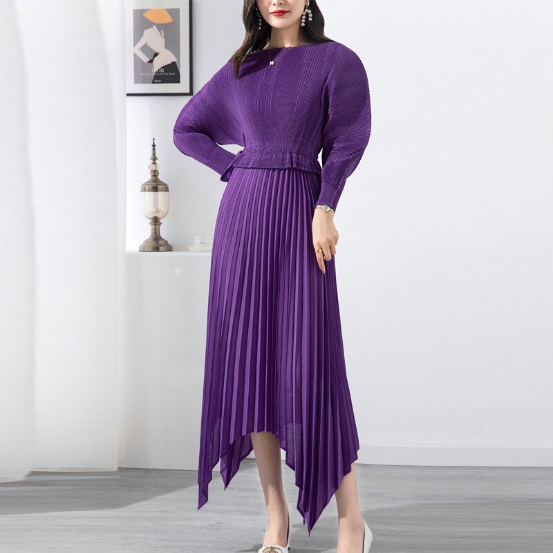 Solid Lace Loose Irregular Temperament Elegant Long Dress