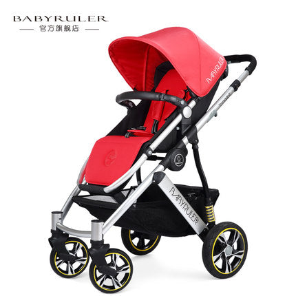 Running Mode Baby Bassinet Cart Silver Frame Baby Stroller High Landscape Pram Baby Carriage of Portable Folding Buggy