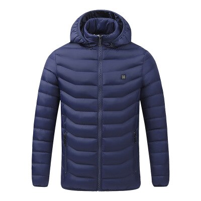 2020 NWE Men Winter Warm USB Heating Jackets Smart Thermostat Pure Color Hooded Heated Clothing Waterproof Warm Jackets