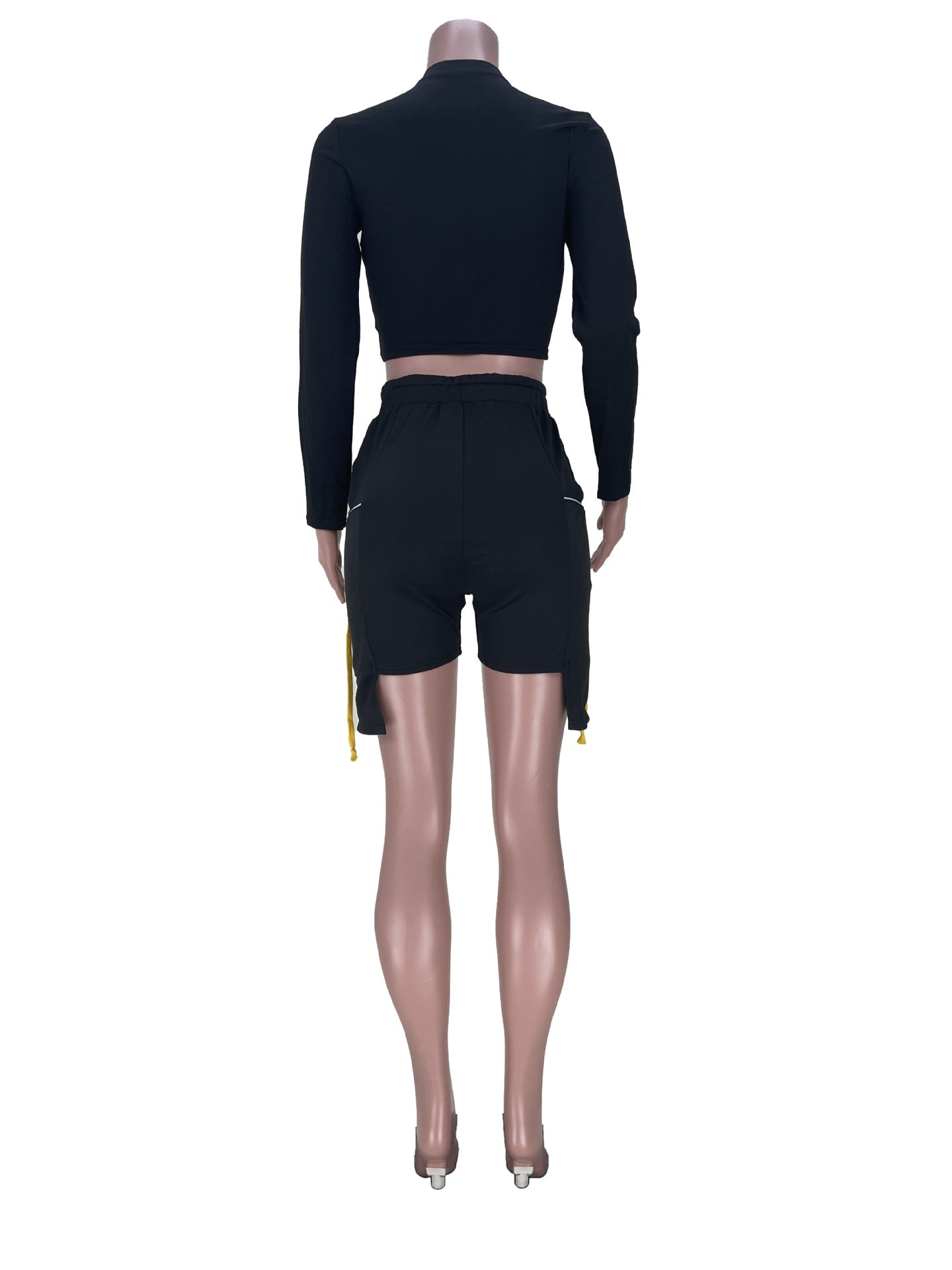 Two Piece Clothing Crop Top Striped Patchwork Women Two Piece Set