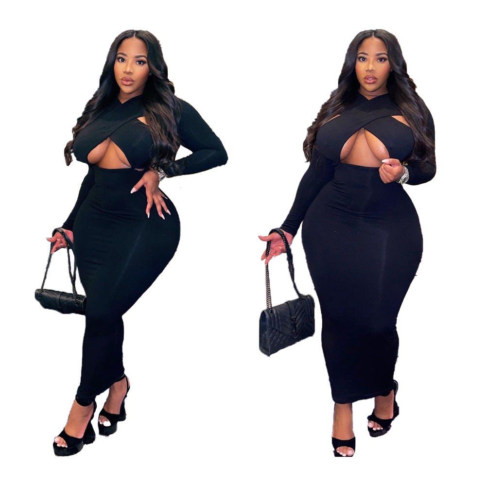 Plus Size Women's Clothing Solid Casual Dresses