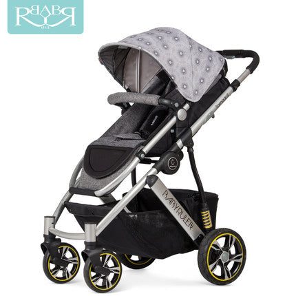 Running Mode Baby Bassinet Cart Silver Frame Baby Stroller High Landscape Pram Baby Carriage of Portable Folding Buggy