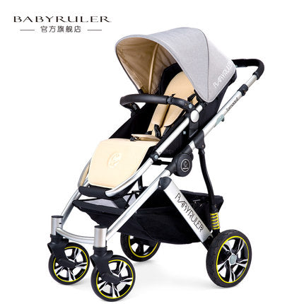 Running Mode Baby Bassinet Cart Silver Frame Baby Stroller High Landscape Pram Baby Carriage of Portable Folding Buggy