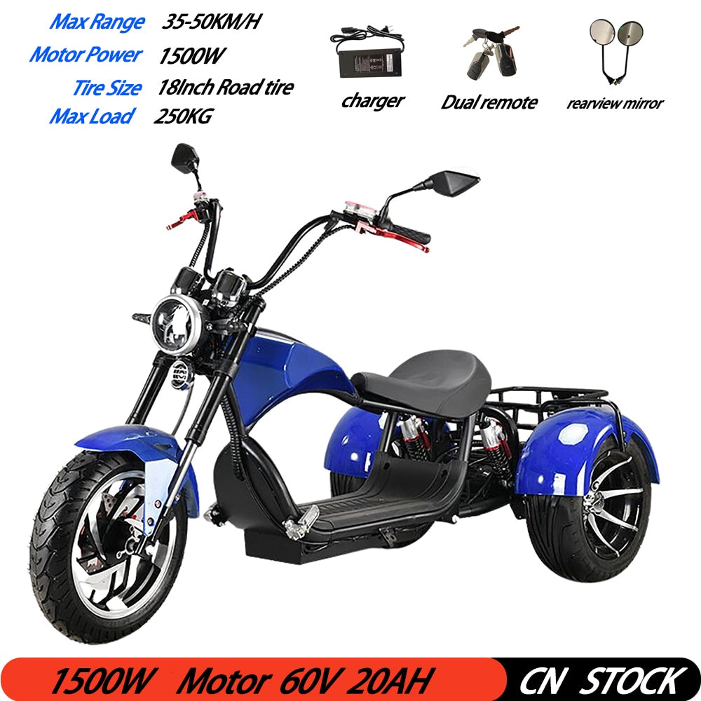 Adult Electric 3 Wheel Scooter 2000W Motor Max Speed