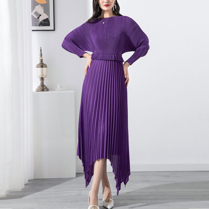 Solid Lace Loose Irregular Temperament Elegant Long Dress