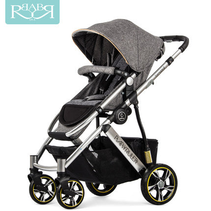 Running Mode Baby Bassinet Cart Silver Frame Baby Stroller High Landscape Pram Baby Carriage of Portable Folding Buggy