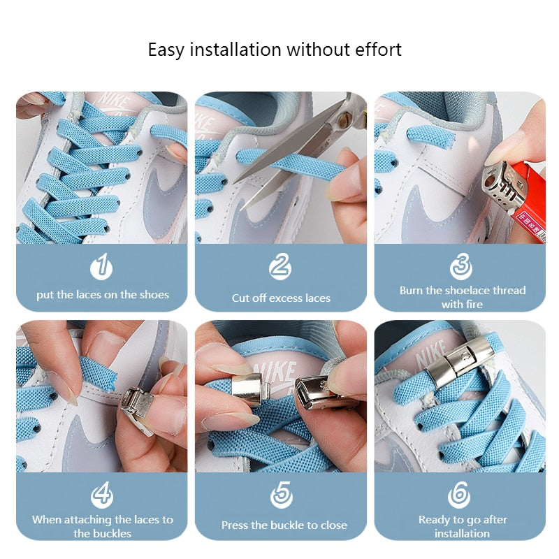 No Tie Shoe Laces Press Lock Shoelaces Without Ties Elastic Laces