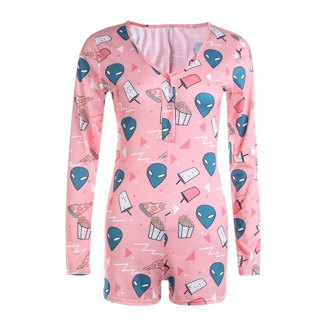 Sexy Women Bodysuit Long Sleeve Deep V Neck Bodycon Stretch Leotard Crop Top Button Short Romper Pajamas Women Jumpsuit Overalls