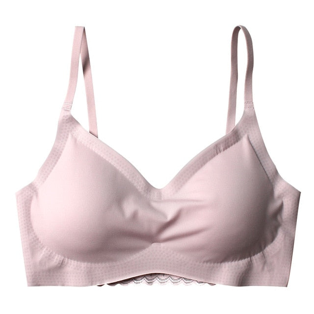 Thin Push Up Vest Bra Women Ice Silk Seamless Underwear Soft Comfortable Sleep Top With Chest Padded Plus Size Bras For Women