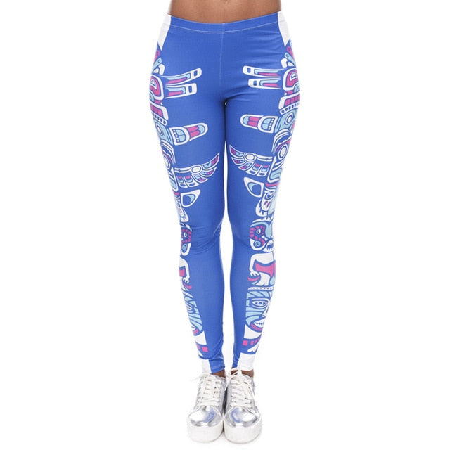 Aztec Round Ombre Printing legging Slim High Waist Leggings Woman Pants