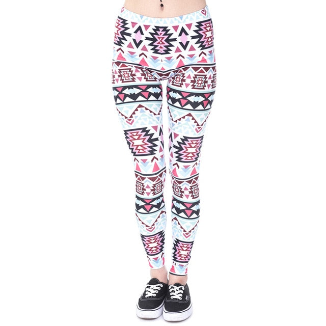 Aztec Round Ombre Printing legging Slim High Waist Leggings Woman Pants