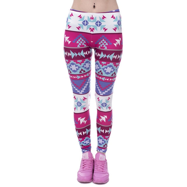 Aztec Round Ombre Printing legging Slim High Waist Leggings Woman Pants