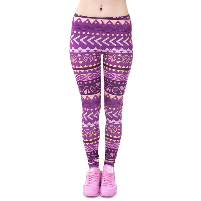 Aztec Round Ombre Printing legging Slim High Waist Leggings Woman Pants