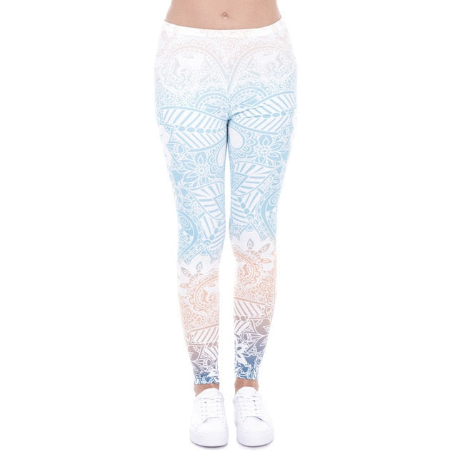 Aztec Round Ombre Printing legging Slim High Waist Leggings Woman Pants