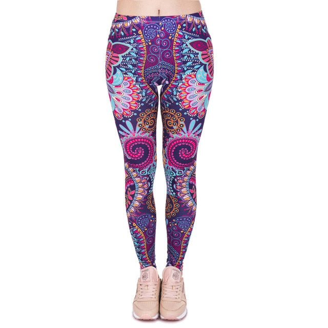 Aztec Round Ombre Printing legging Slim High Waist Leggings Woman Pants