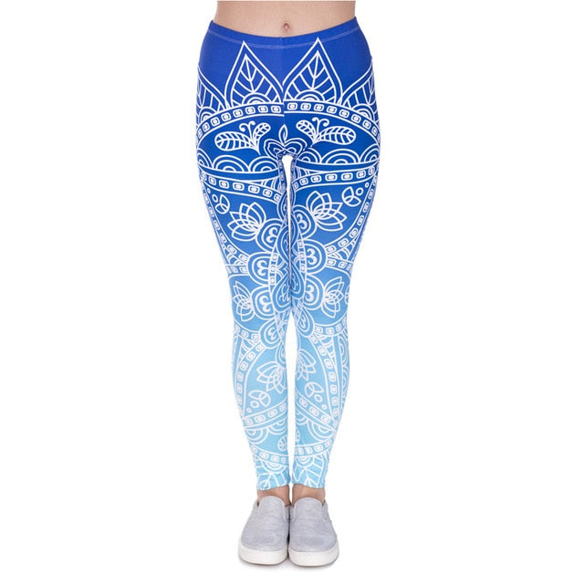 Aztec Round Ombre Printing legging Slim High Waist Leggings Woman Pants