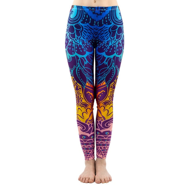 Aztec Round Ombre Printing legging Slim High Waist Leggings Woman Pants