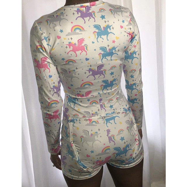 Sexy Women Bodysuit Long Sleeve Deep V Neck Bodycon Stretch Leotard Crop Top Button Short Romper Pajamas Women Jumpsuit Overalls