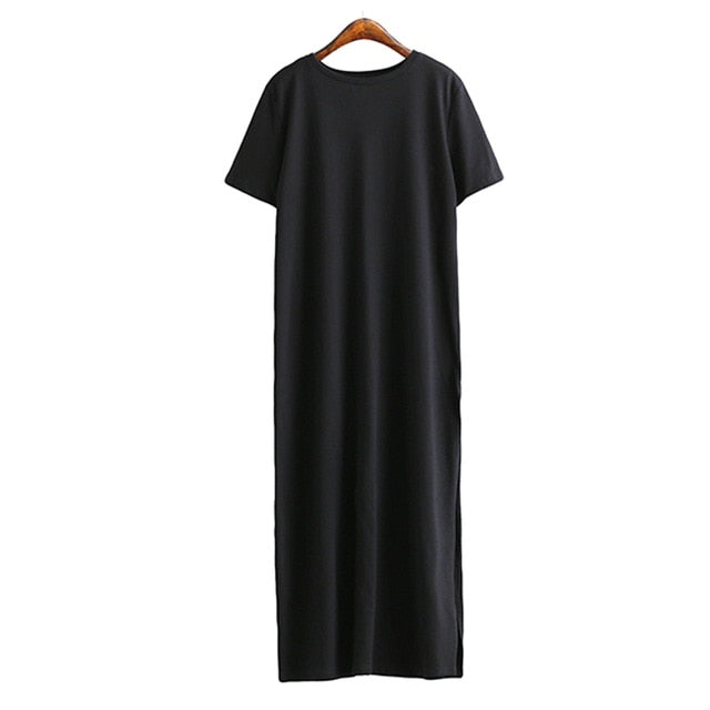 Maxi T Shirt Dress Women Summer Casual Beach Sexy Party Vintage Bodycon Boho Wrap Cotton Black Long Dresses Plus Size