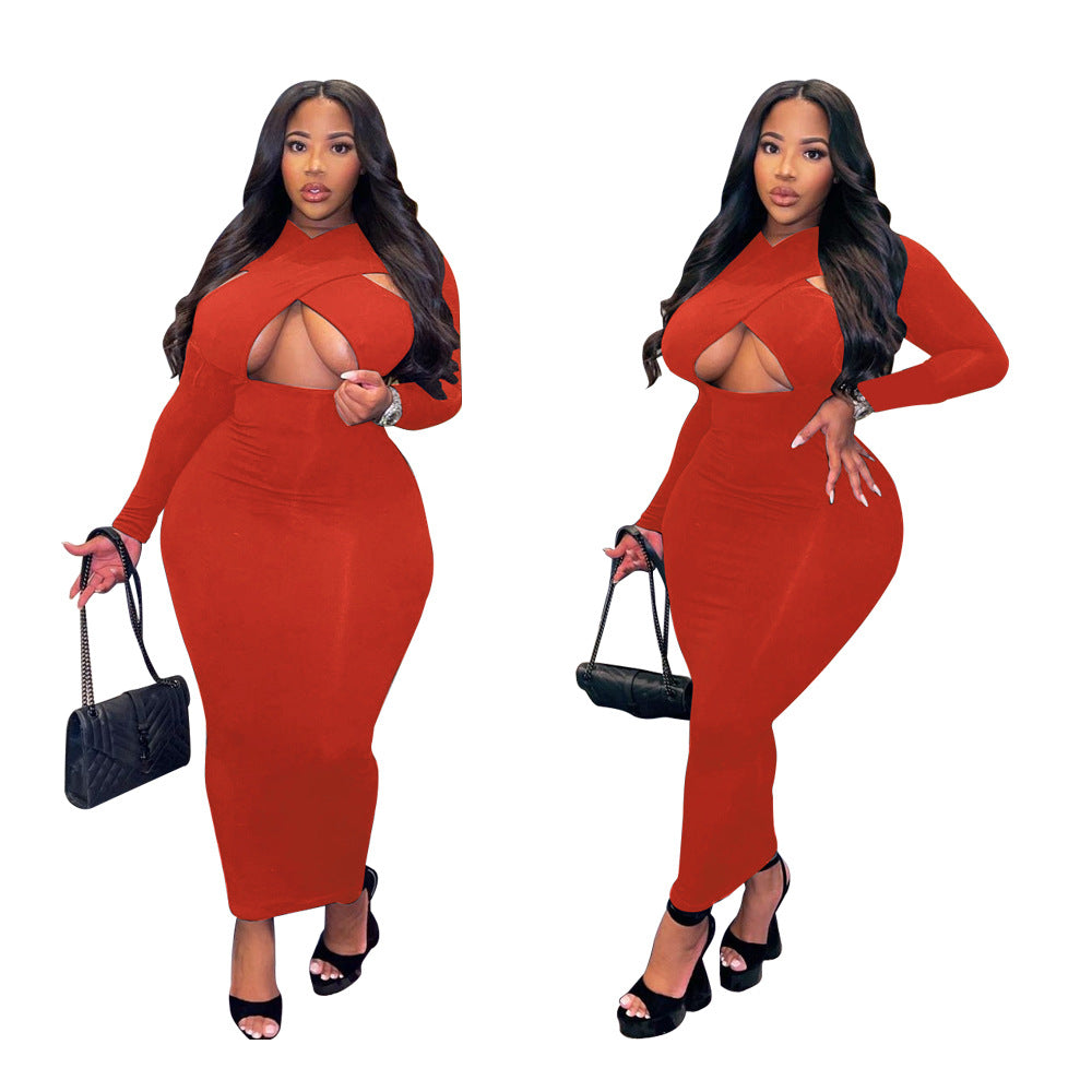 Plus Size Women's Clothing Solid Casual Dresses