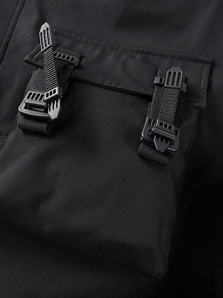 Bomber Jacket Chest Pocket Tactical Streetwear Black Varsity Jackets