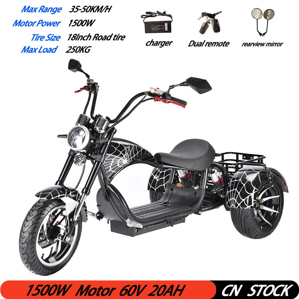 Adult Electric 3 Wheel Scooter 2000W Motor Max Speed