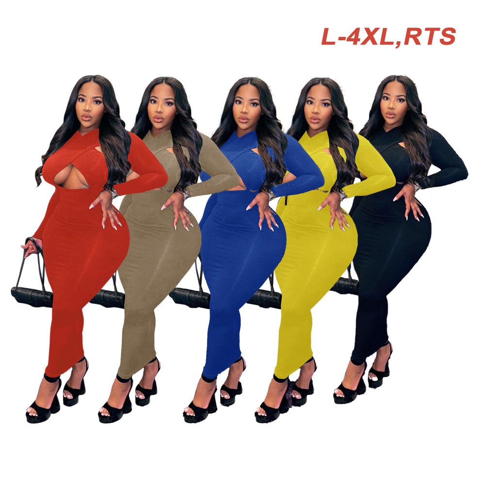 Plus Size Women's Clothing Solid Casual Dresses