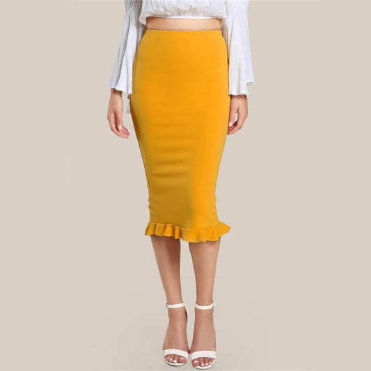 Split Ruffle Pencil Skirt