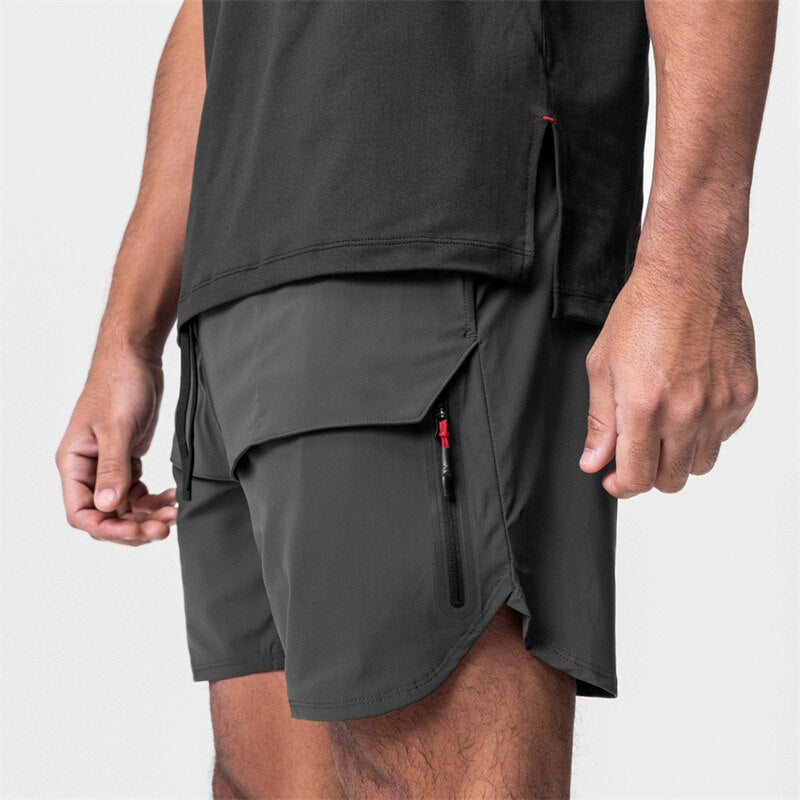 Sport Tech Shorts Multiple Zipper Pockets Quick Dry Running Shorts